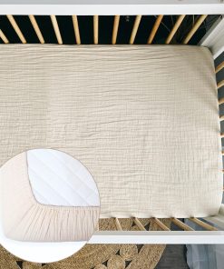 Sábana Ajustable de Cuna de Muselina de Algodón Orgánico