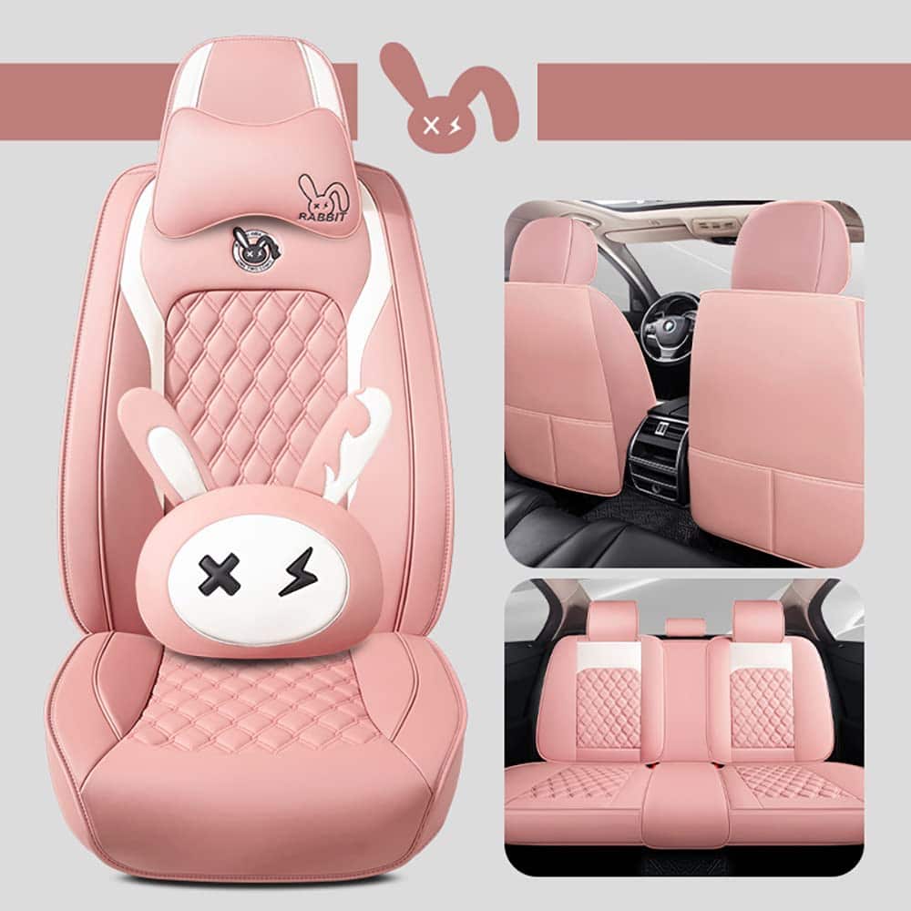 BBKVF Juego de Fundas de Asiento de Coche de Conejito de - Imagen 3