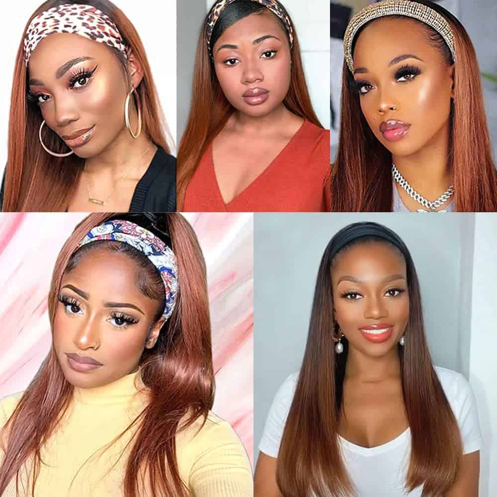 Pelucas de Cabeza Ombre Marrón 1B30 con Diadema Recta de - Imagen 3