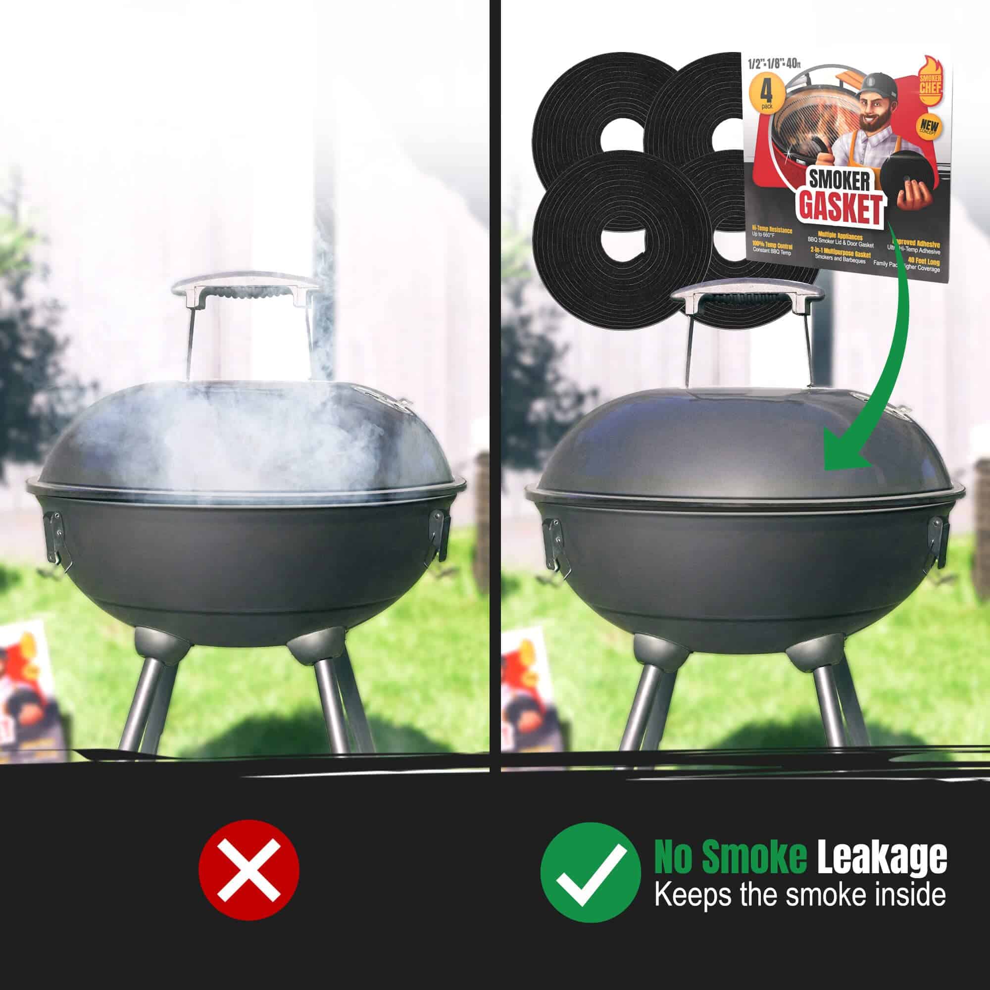 Sello de parrilla Smoker Chef XXL 40 FT para ahumadores - - Imagen 5