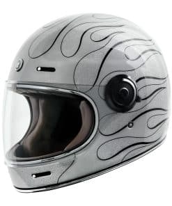 Casco de moto retro TORC T1 unisex para adulto, Silver Mega