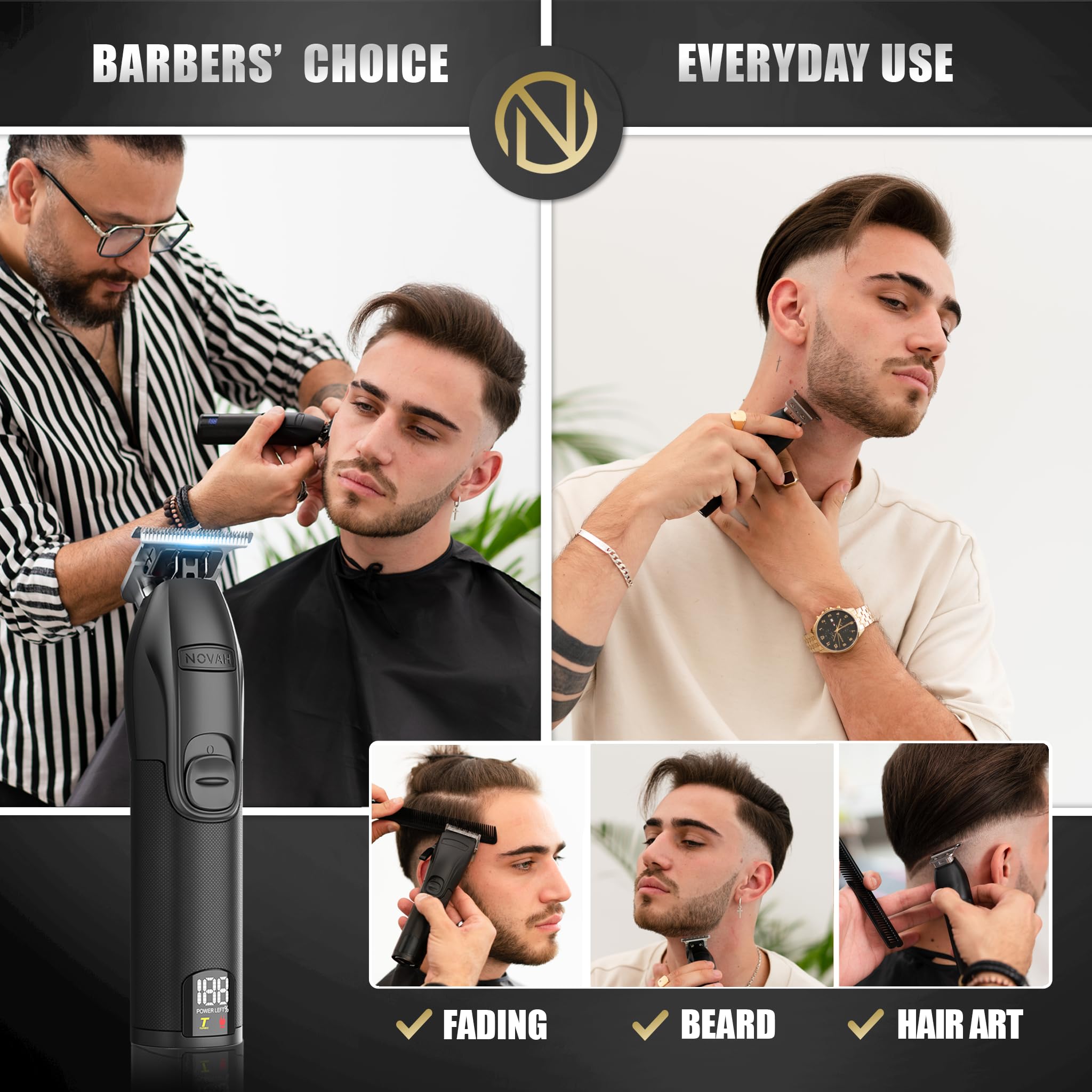 Cortadora de Pelo Profesional NOVAH Grooming para Hombres, - Imagen 4