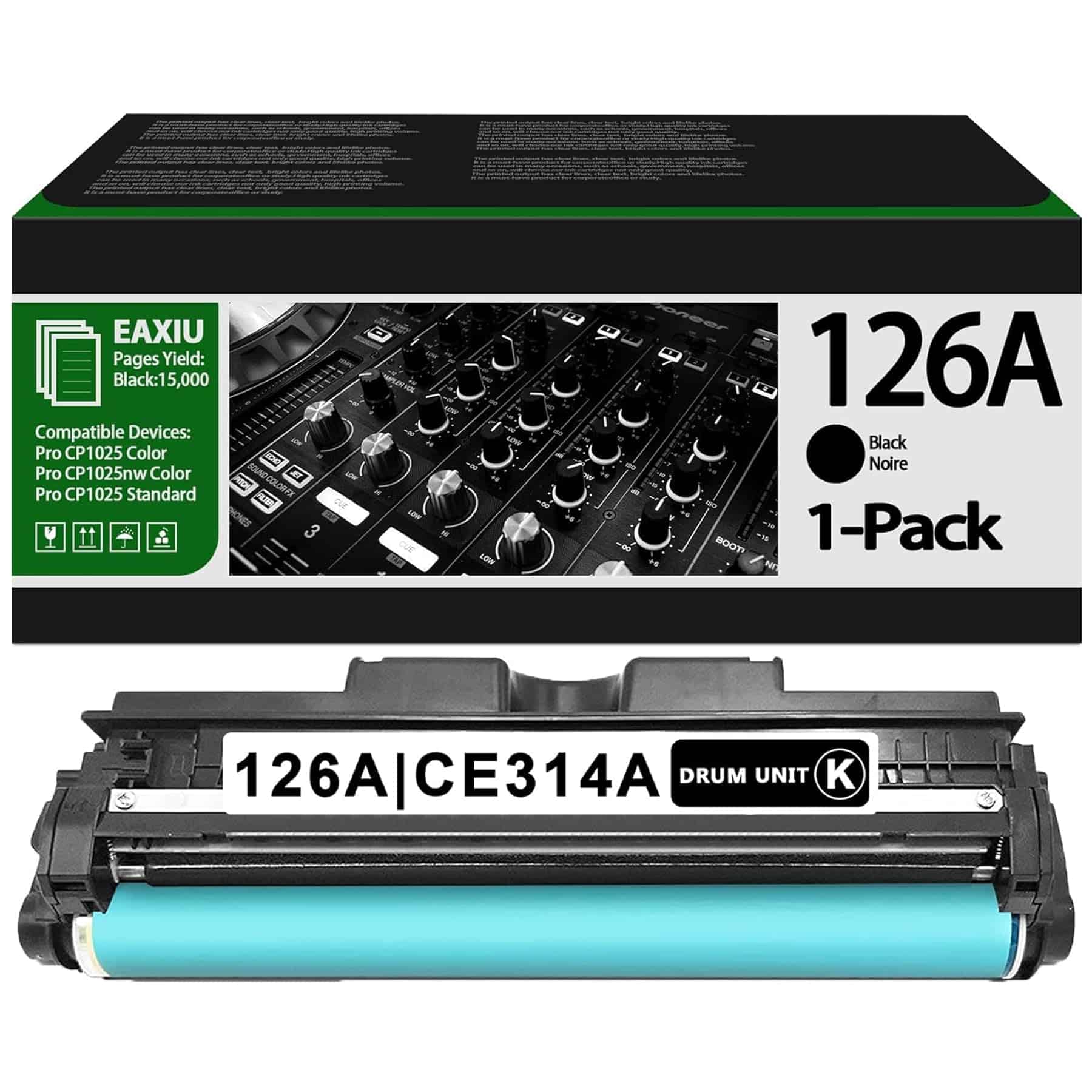 Unidad de tambor de imagen negra 126A CE314A (1 paquete)