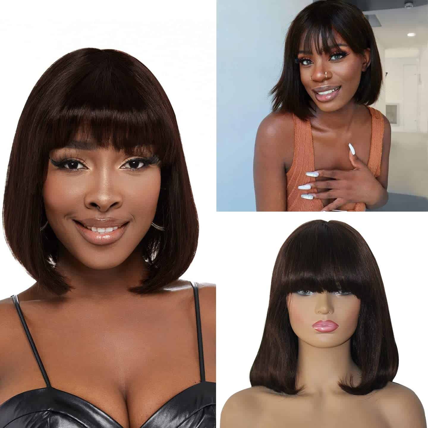 Pelucas de Bob Savasana para Mujeres Negras Cabello Humano