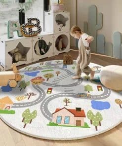 Tapete para niños de ciudad, Alfombra redonda para bebé,
