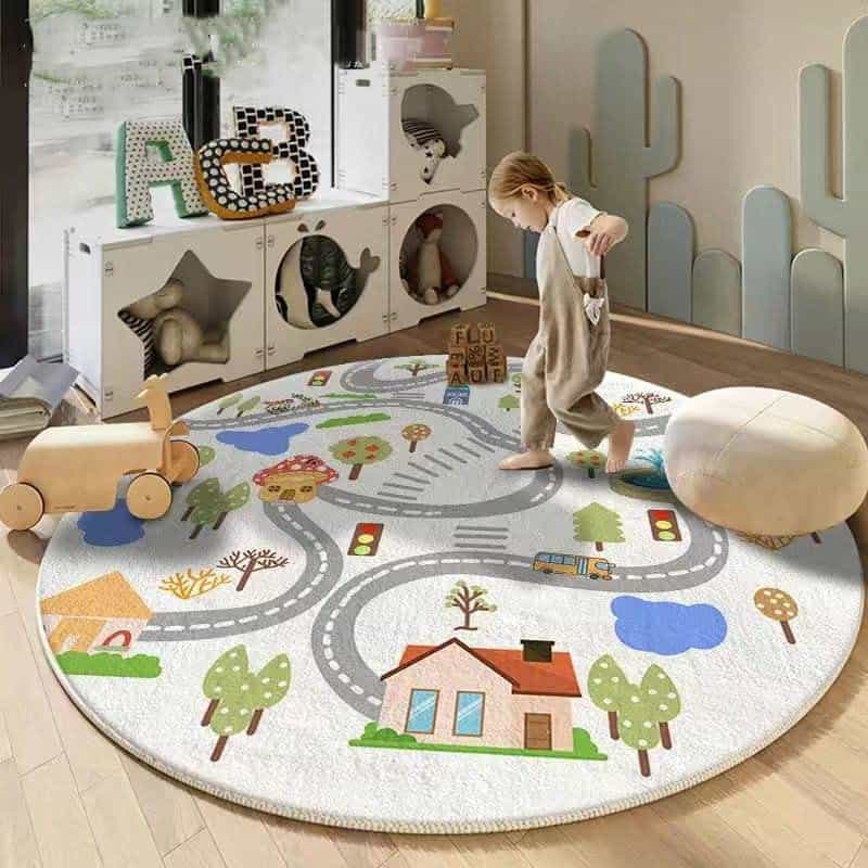 Tapete de ciudad para niños LIULA, alfombra redonda para