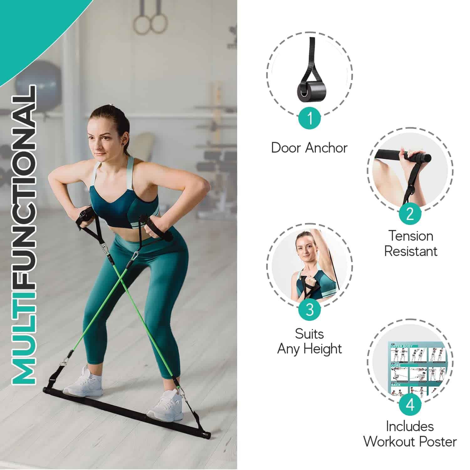 Kit de Barra de Pilates Repston con Bandas de -Purple - Imagen 7