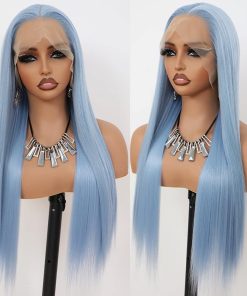 Peluca Lace Front Ice Blue Maycaur Pelo Largo Liso 60 cm