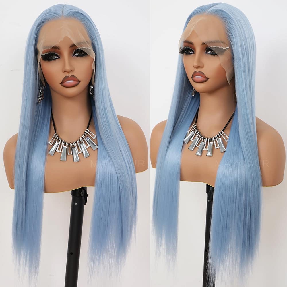 Peluca Lace Front Ice Blue Maycaur Pelo Largo Liso 60 cm