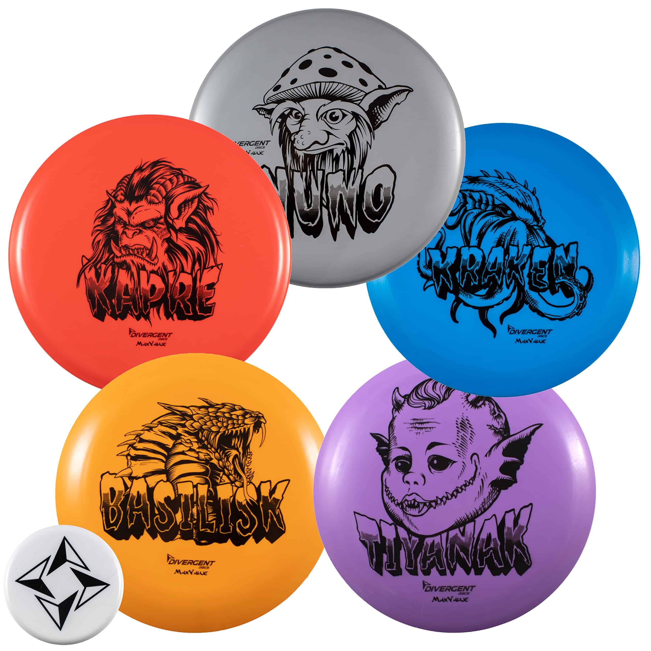 Divergent Discs 5-Disc Beginner Disc Golf Starter Set -