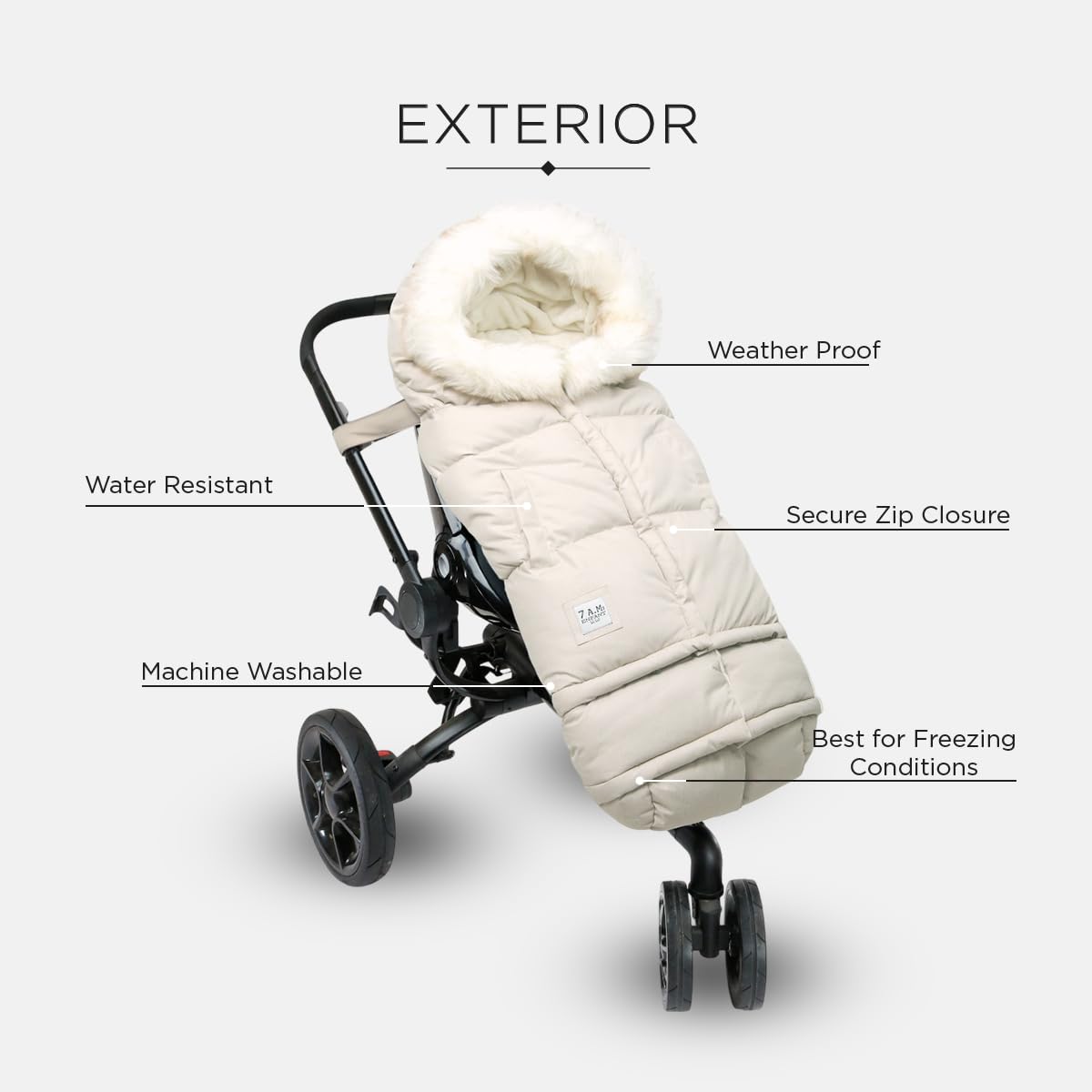 7AM Enfant Manta para Cochecito 212 - Manta -White Fur & Bei - Imagen 5