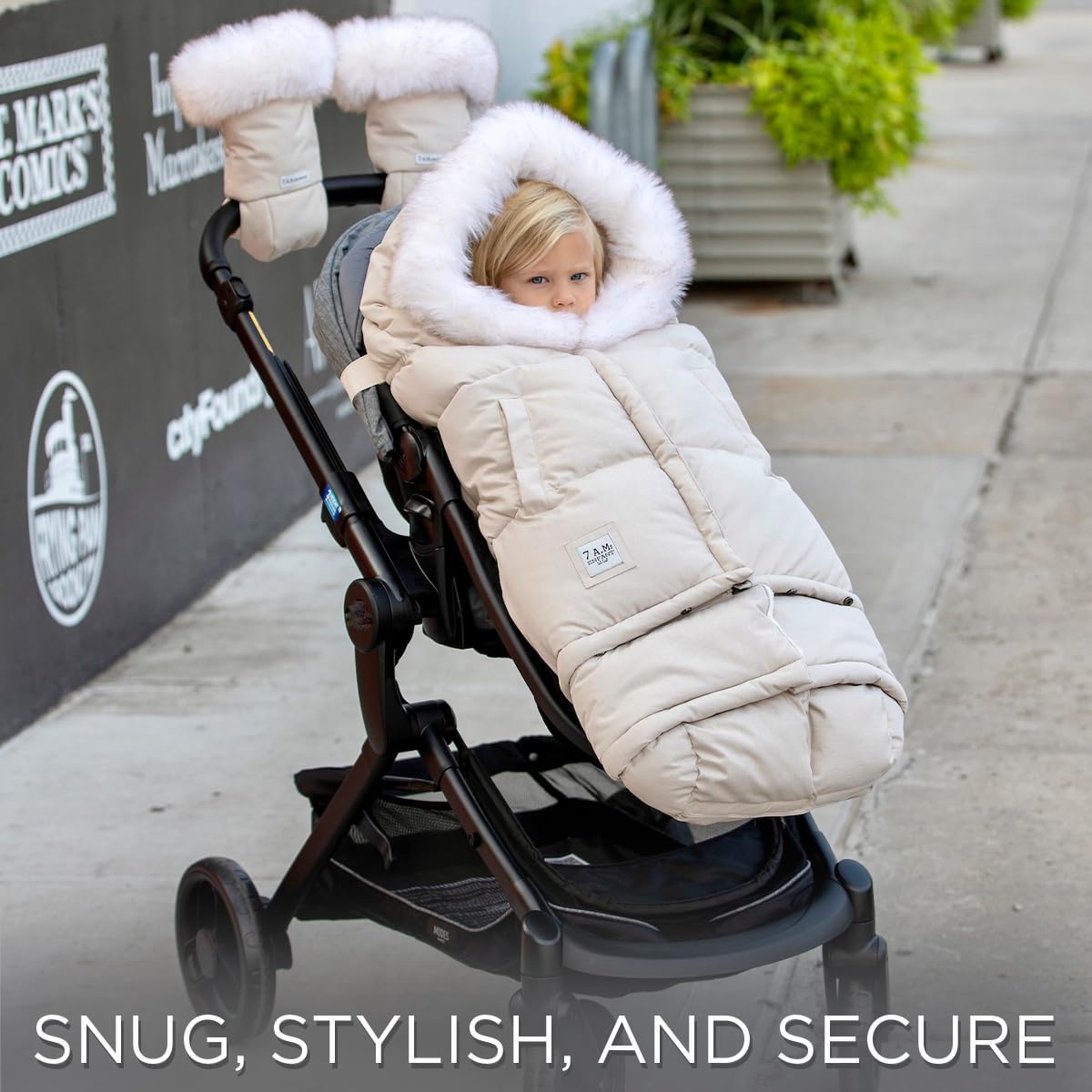 7AM Enfant Manta para Cochecito 212 - Manta -White Fur & Bei - Imagen 9
