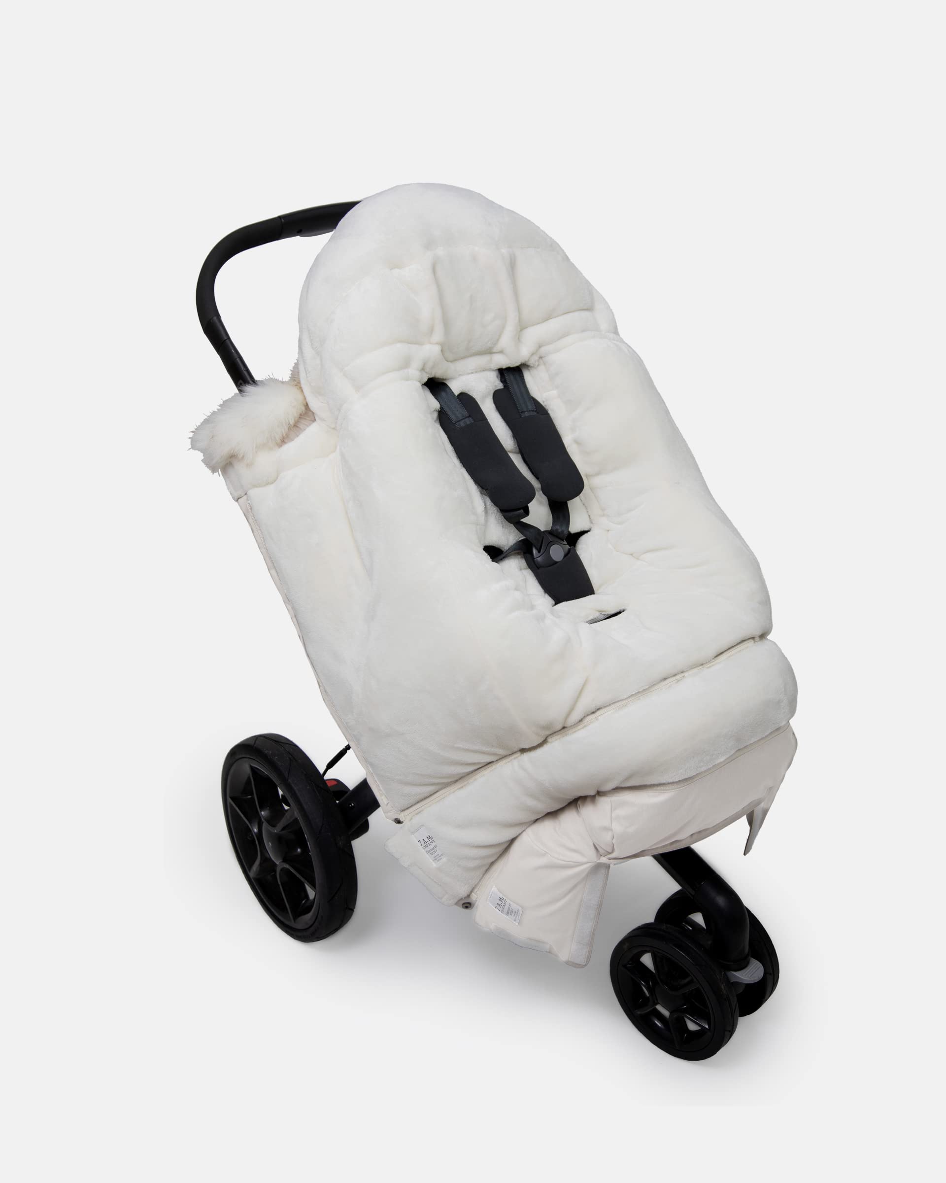 7AM Enfant Manta para Cochecito 212 - Manta -White Fur & Bei - Imagen 7