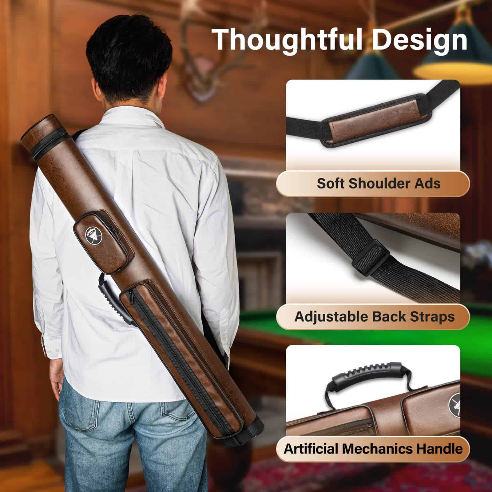 Estuche para Taco de Billar Adhafera, Estuche Duro para 2 X - Imagen 6