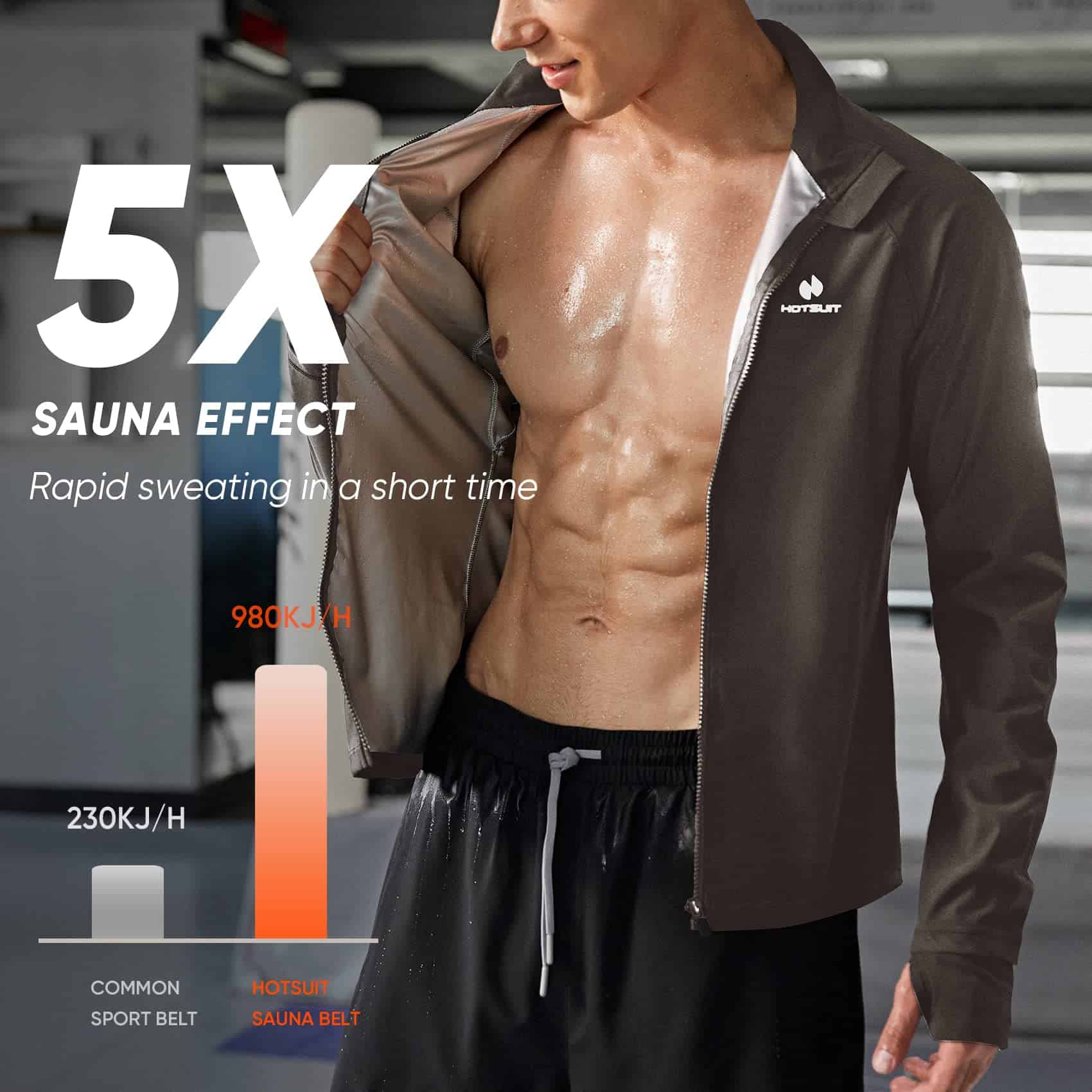 Traje de Sauna HOTSUIT para Hombre Sauna Sudadera de Manga - Imagen 3