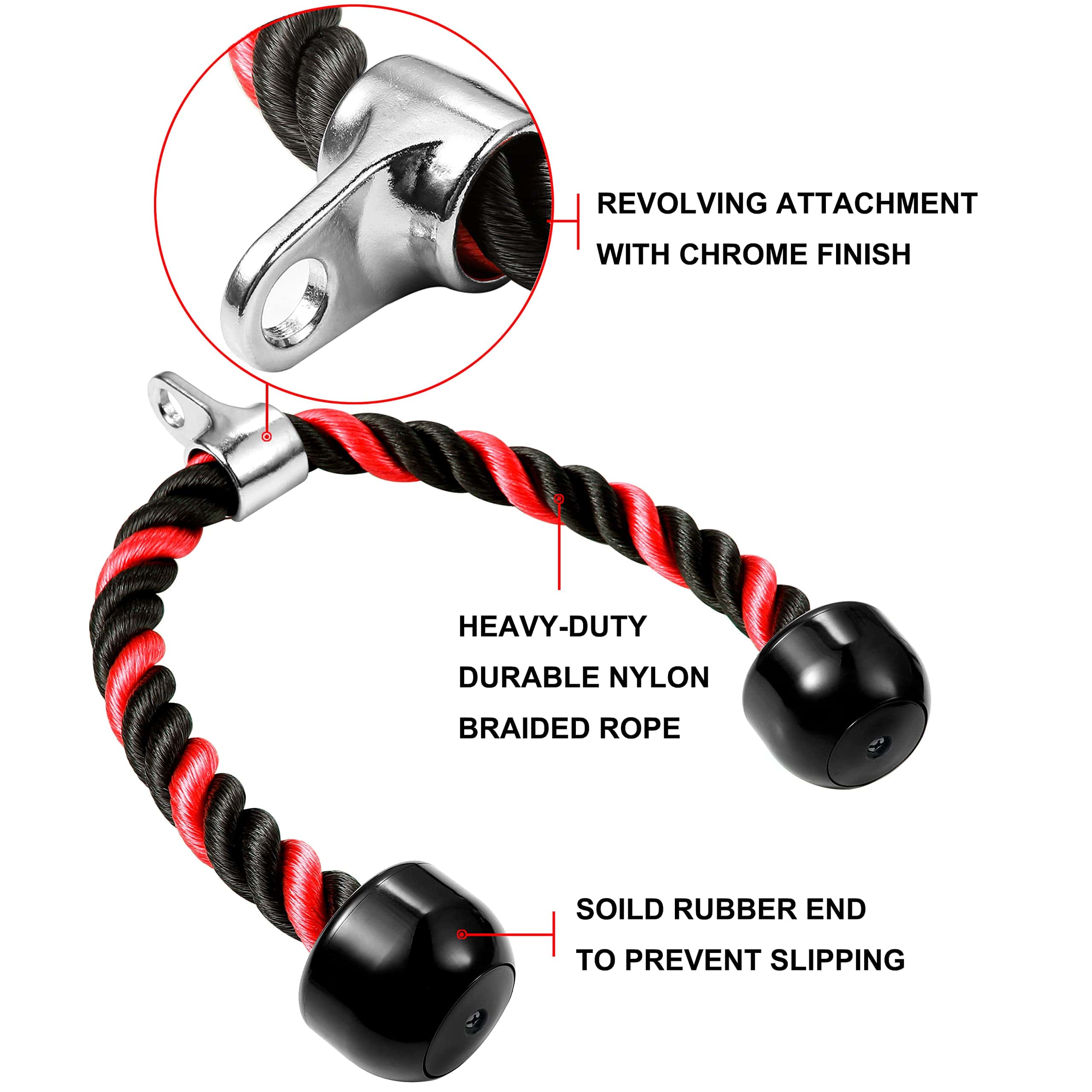 AWEFRANK Deluxe Tricep Rope Pull Down Cable, 27 & 36 - Imagen 3