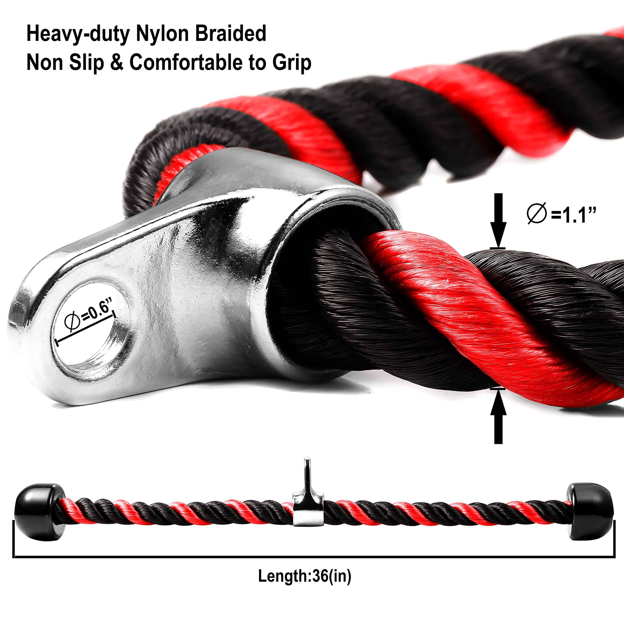 AWEFRANK Deluxe Tricep Rope Pull Down Cable, 27 & 36 - Imagen 4
