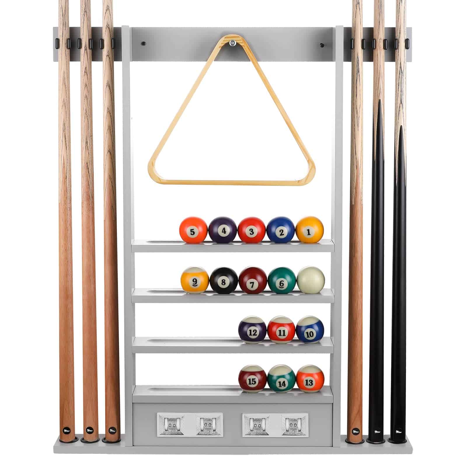 Rack de billar y marcador 2 en 1 HMQQ, sostiene 6 palos de