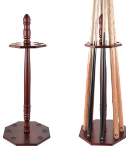 Soporte de taco de billar octogonal de madera de caoba