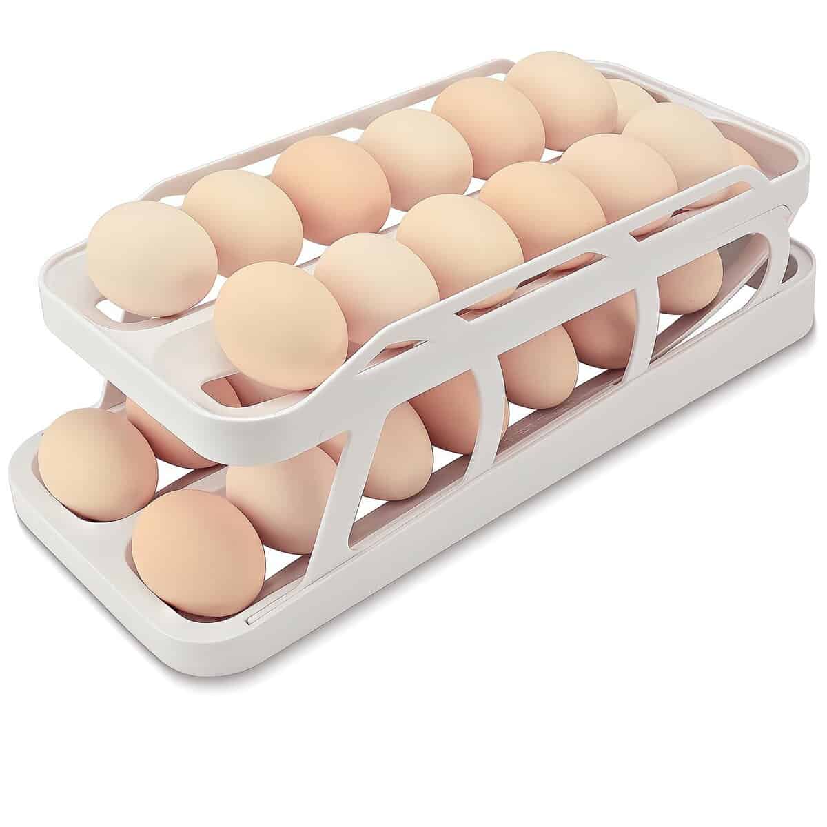 Porta huevos para nevera HAHOME, Dispensador de huevos para