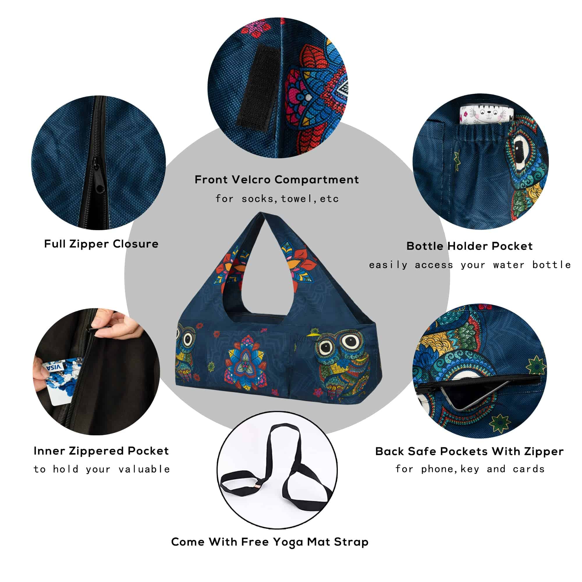 Bolsa de Yoga BagYG-Large con Correa, -Mandala Búho - Imagen 4