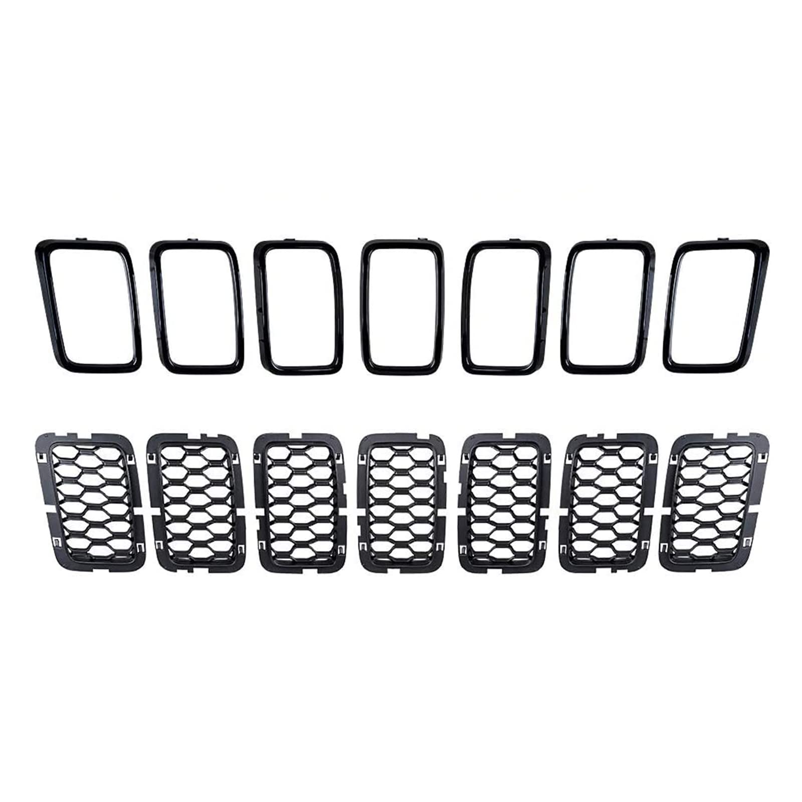 KYYET 7PCS Rejillas de Malla de Panal Brillante Negro para - Imagen 7