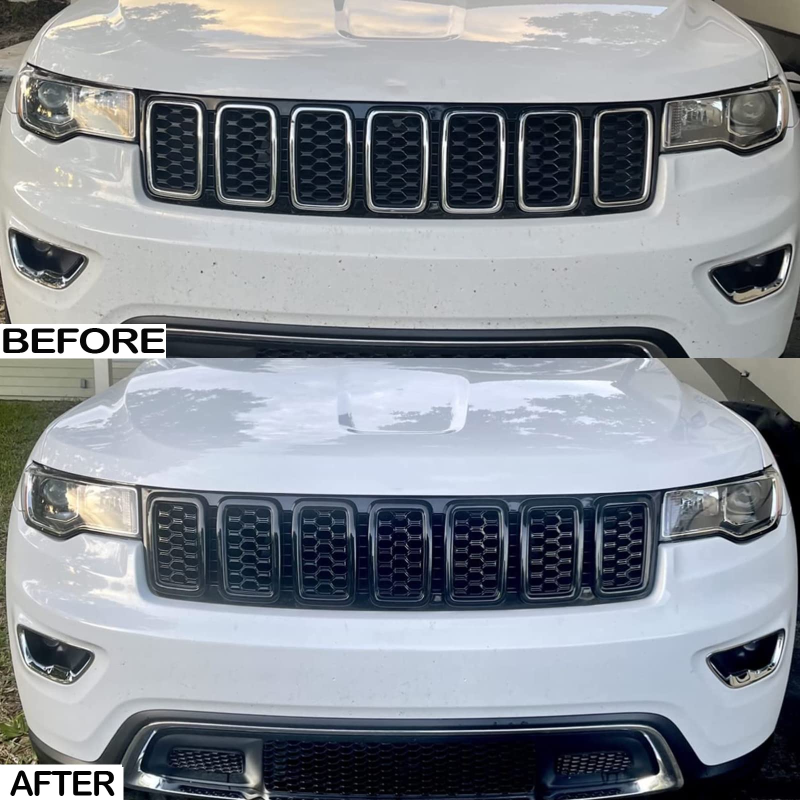 KYYET 7PCS Rejillas de Malla de Panal Brillante Negro para - Imagen 4