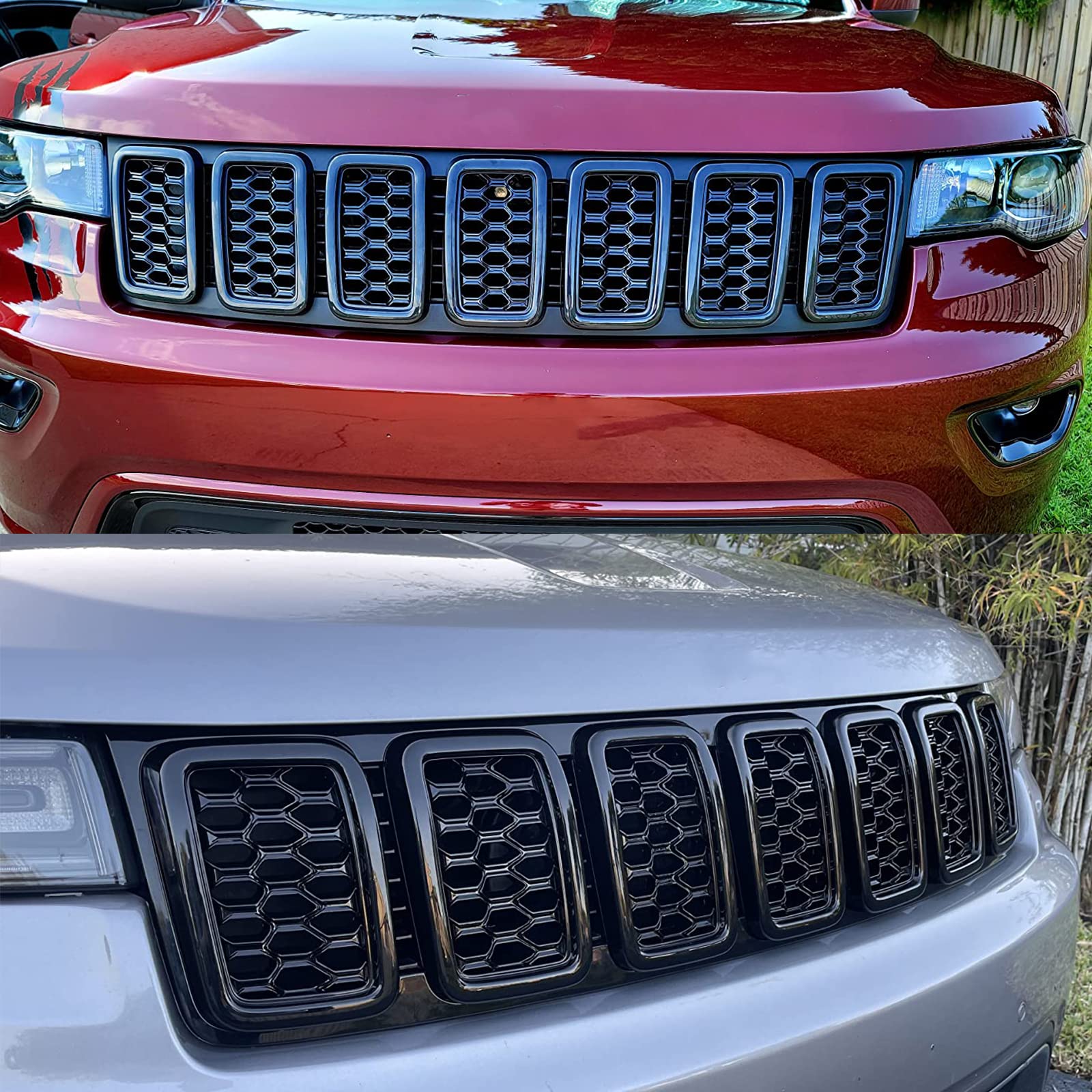 KYYET 7PCS Rejillas de Malla de Panal Brillante Negro para - Imagen 5