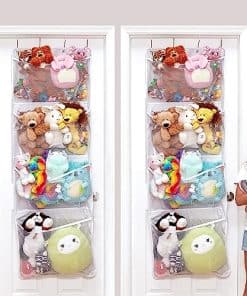Organizador colgante de juguetes de peluche sobre la puerta
