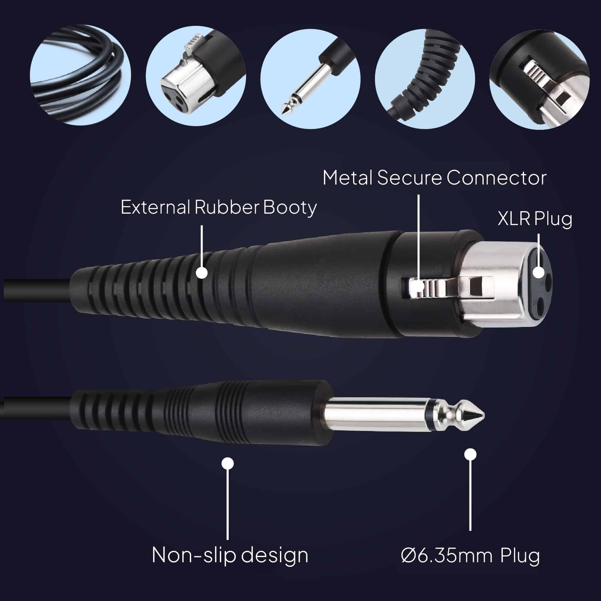 Cable de Micrófono CAROL XLR Hembra a 6.35mm (1/4 pulgadas) - Imagen 5