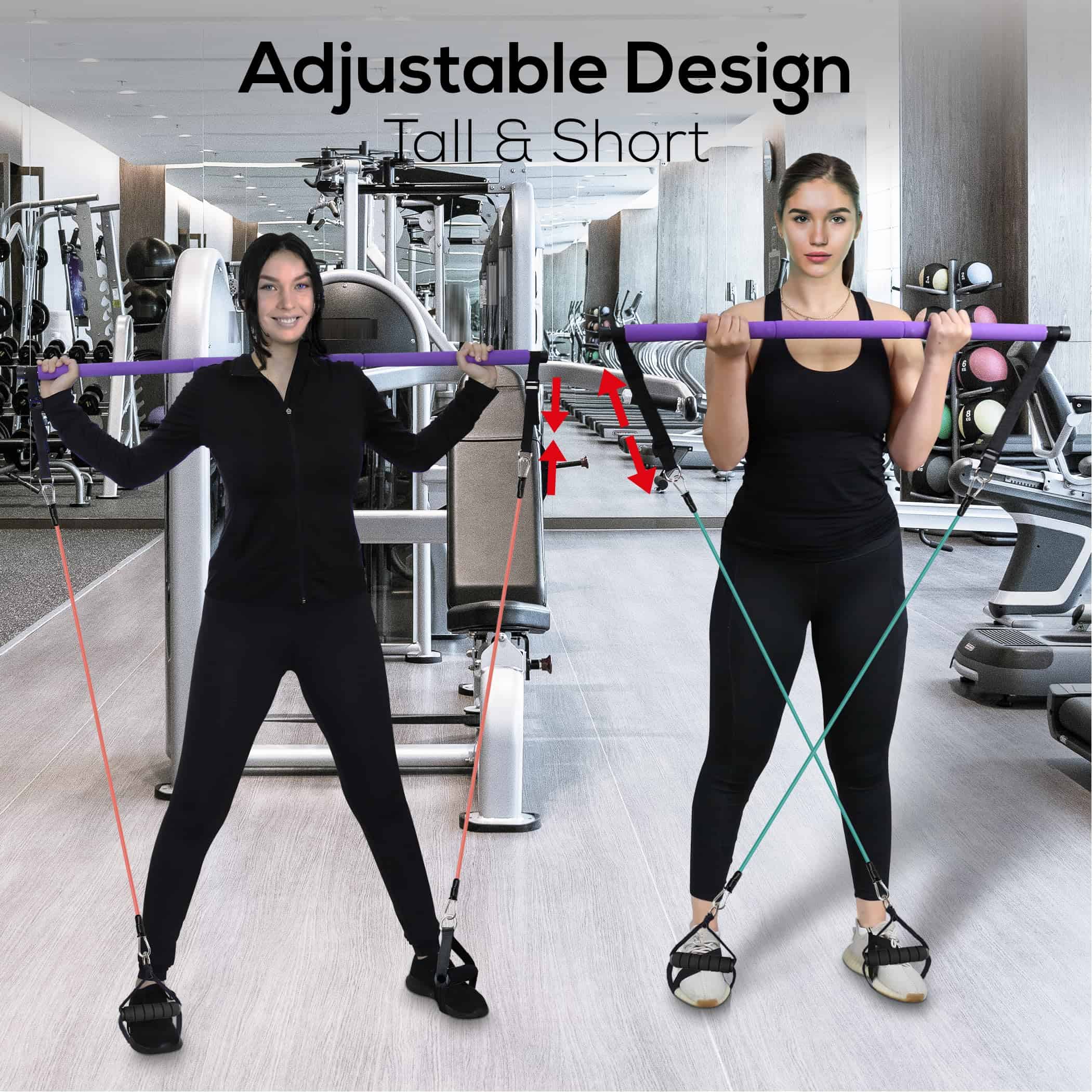 Kit de Barra de Pilates con Bandas de -Multifuncional (Morad - Imagen 6