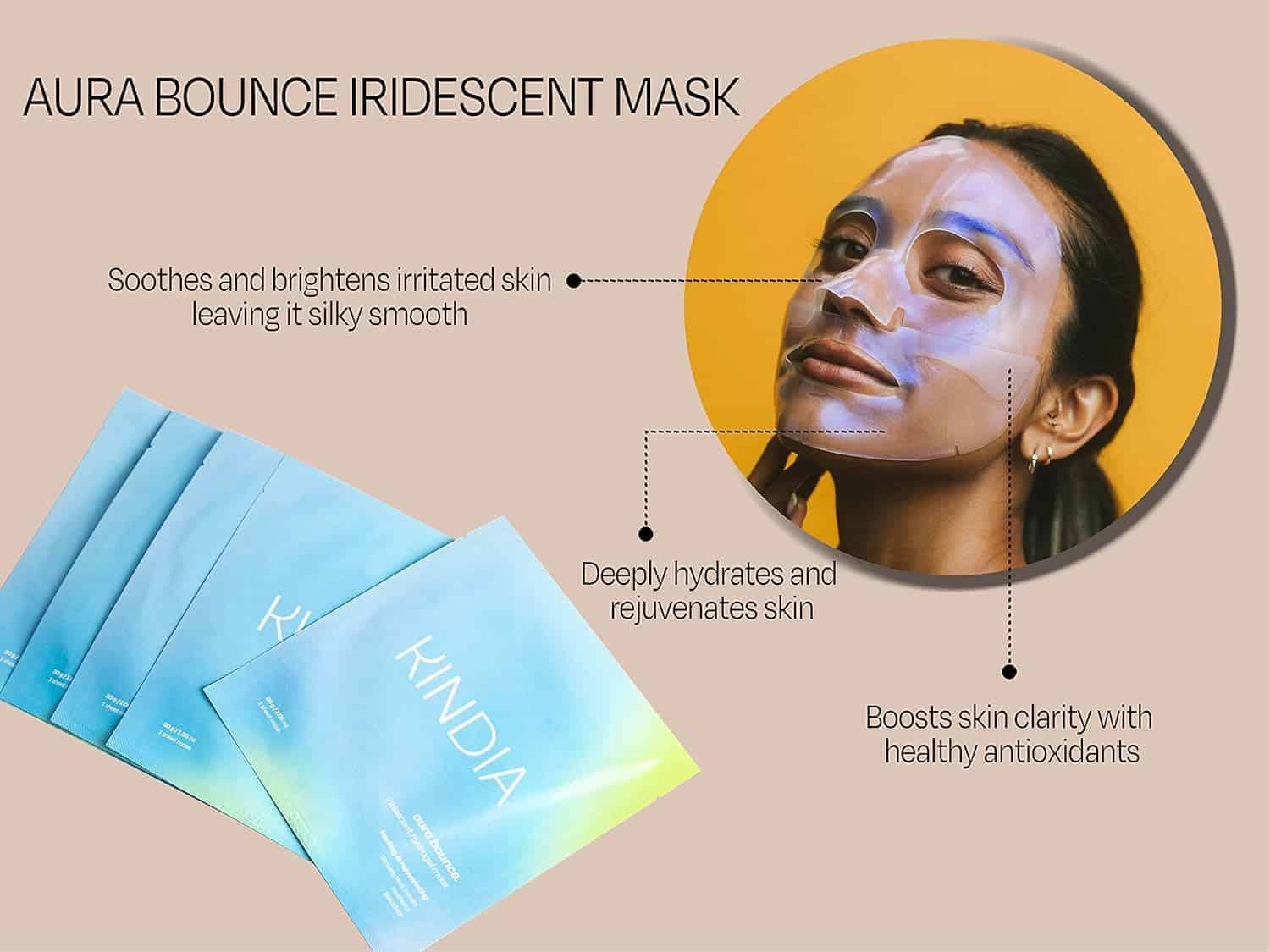 KINDIA Aura Bounce Pack - 5 Mascarillas Faciales Coreanas - Imagen 3