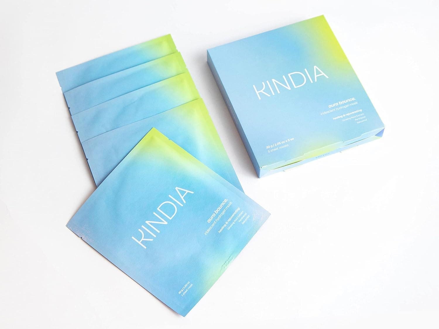 KINDIA Aura Bounce Pack - 5 Mascarillas Faciales Coreanas