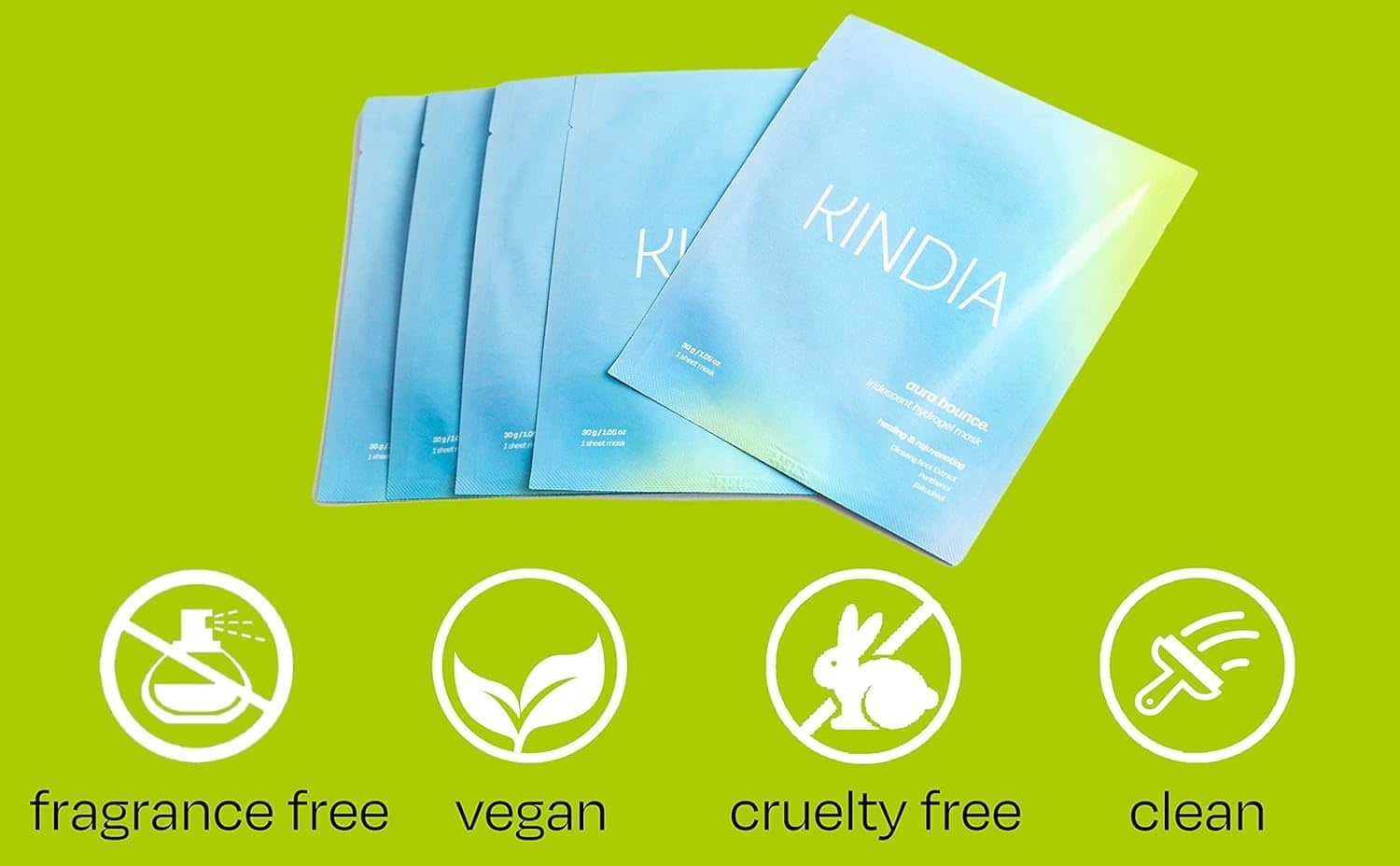 KINDIA Aura Bounce Pack - 5 Mascarillas Faciales Coreanas - Imagen 4