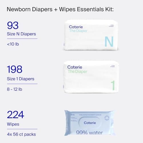 Kit de Pañales + Toallitas para Bebés Coterie, Talla 1 (198 - Imagen 3