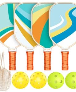 Set de 4 paletas de pickleball, premium de madera con 4