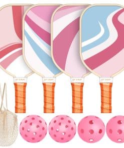 Set de 4 Palas de Pickleball, Premium de Madera con 4