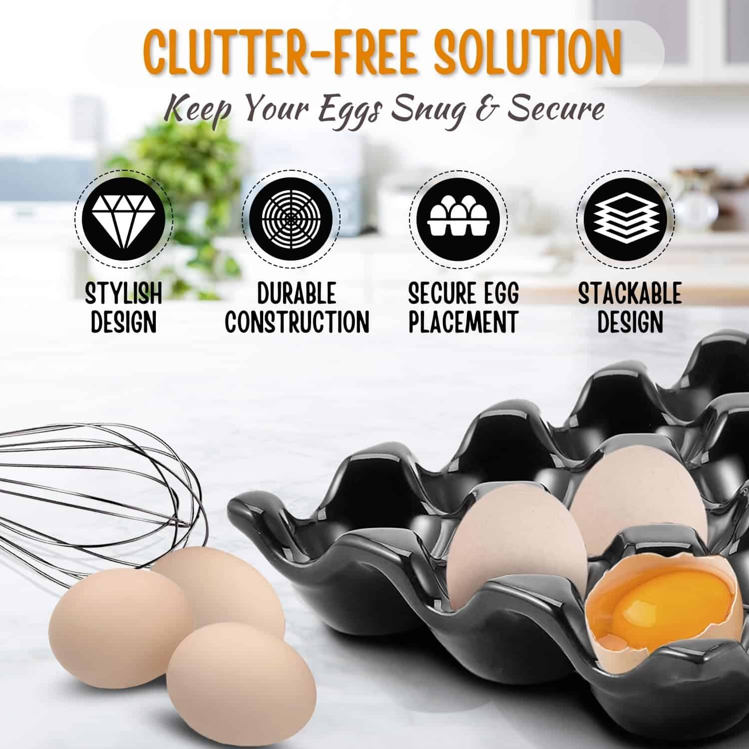 Porta Huevos de Cerámica de 12 Tazas para Refrigerador - - Imagen 5