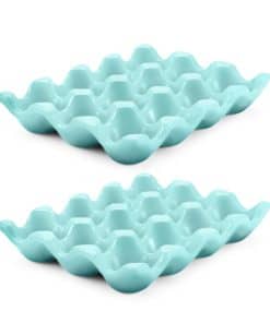 Flexzion 12 Cups Ceramic Egg Holder - Bandeja de Porcelana