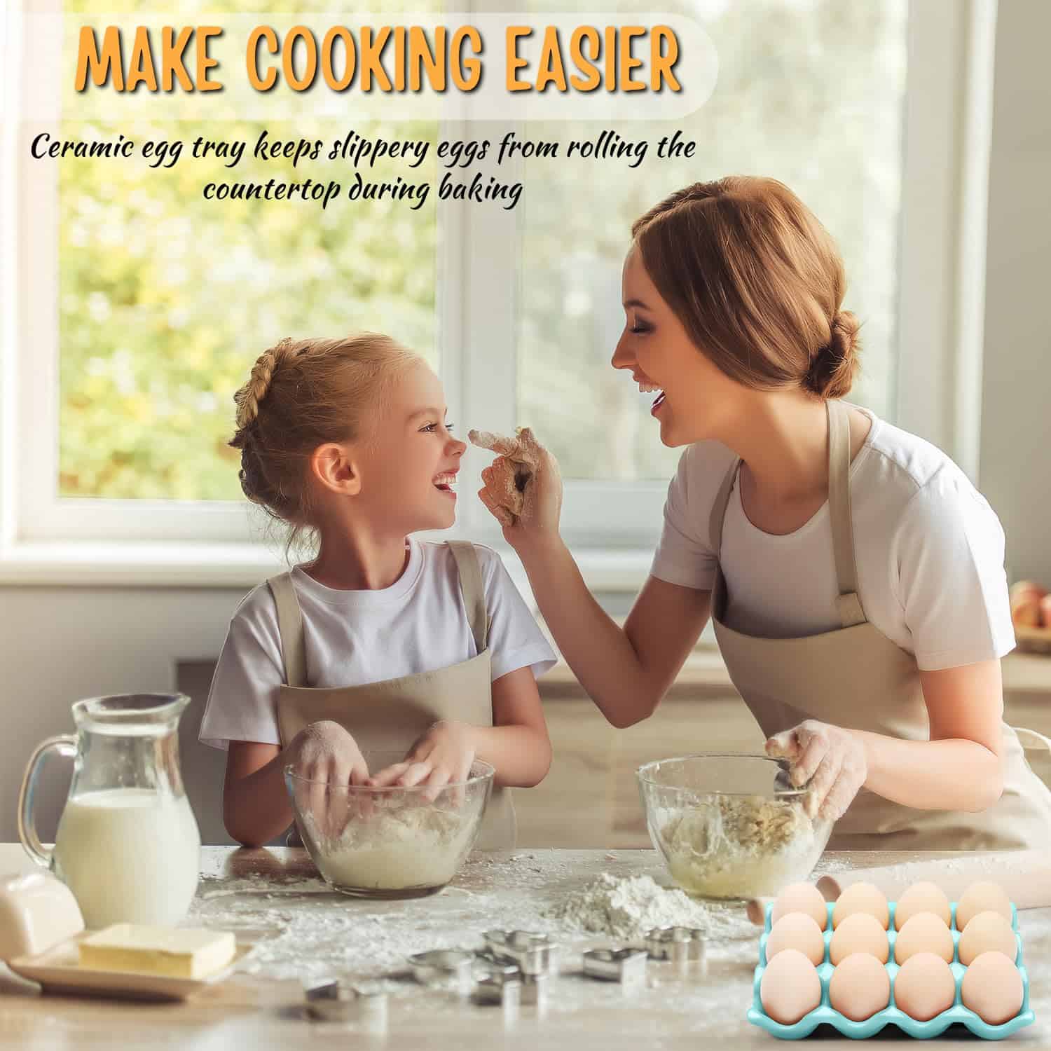 Flexzion 12 Cups Ceramic Egg Holder - Bandeja de Porcelana - Imagen 10