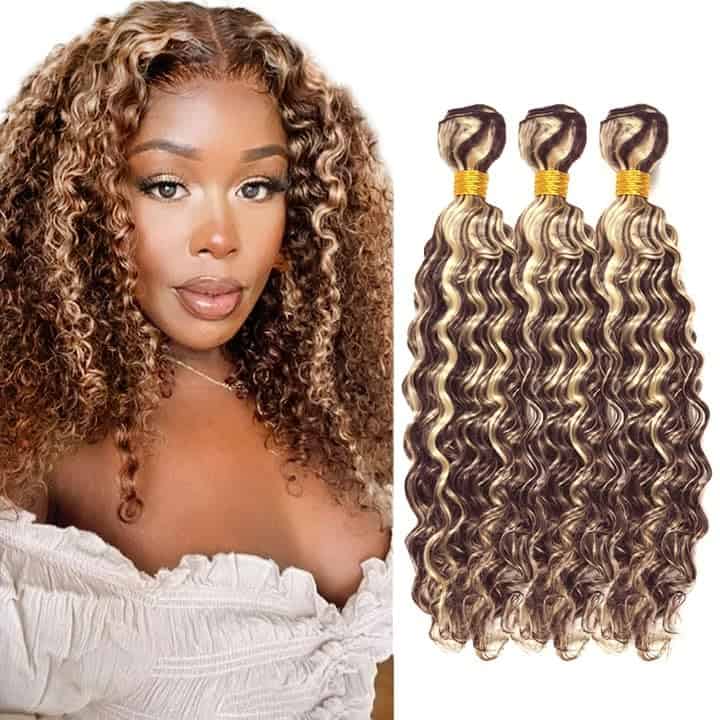 Mechones de Realce Paquetes Ombre Pelo Humano Rubia Onda