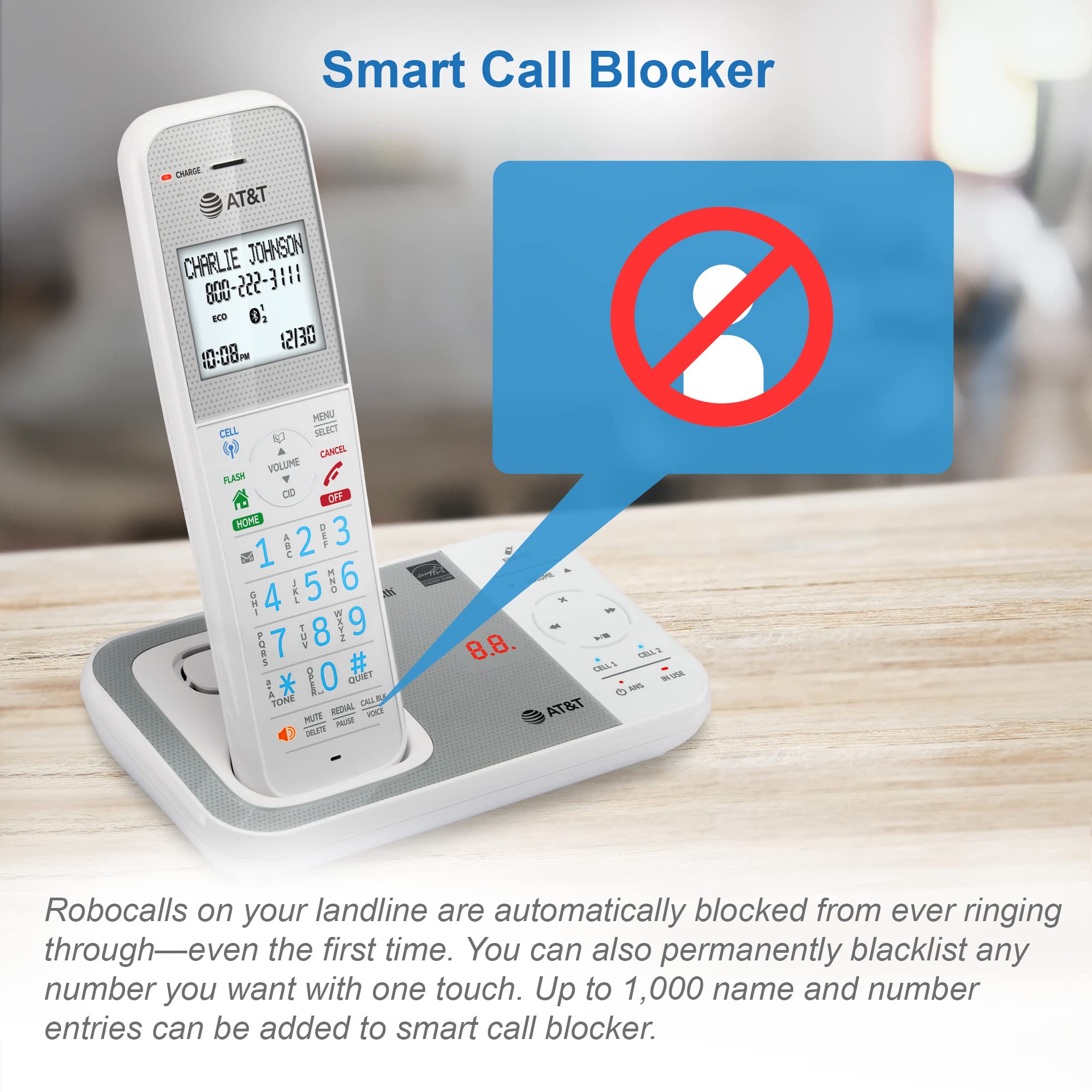 Teléfono inalámbrico AT&T DAL75211 DECT 6.0 con bloqueador - Imagen 6