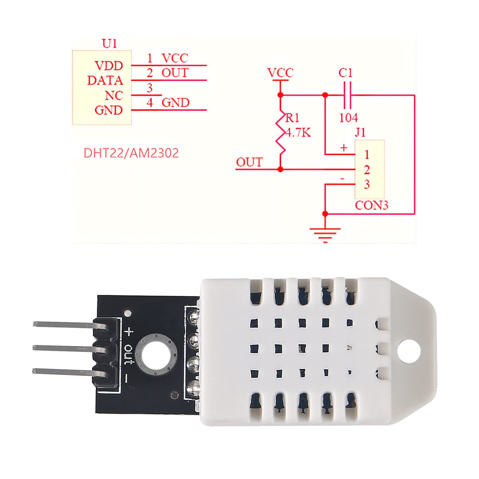 AEDIKO 6pcs Sensor de Temperatura y Humedad Digital DHT22 - Imagen 4