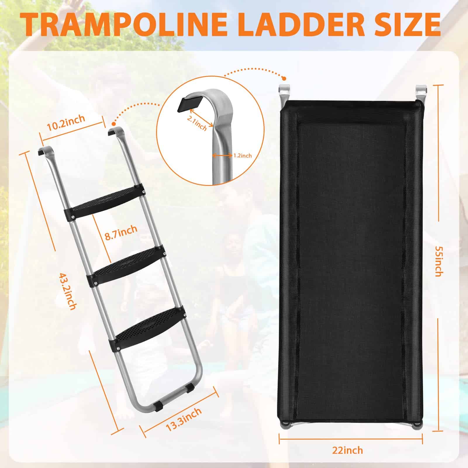 Fuliuna Universal Trampoline Ladder Slide kit, 3 Pasos - Imagen 3