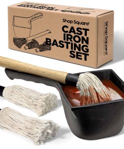 Olla de salsa de hierro fundido con pincel para barbacoa -