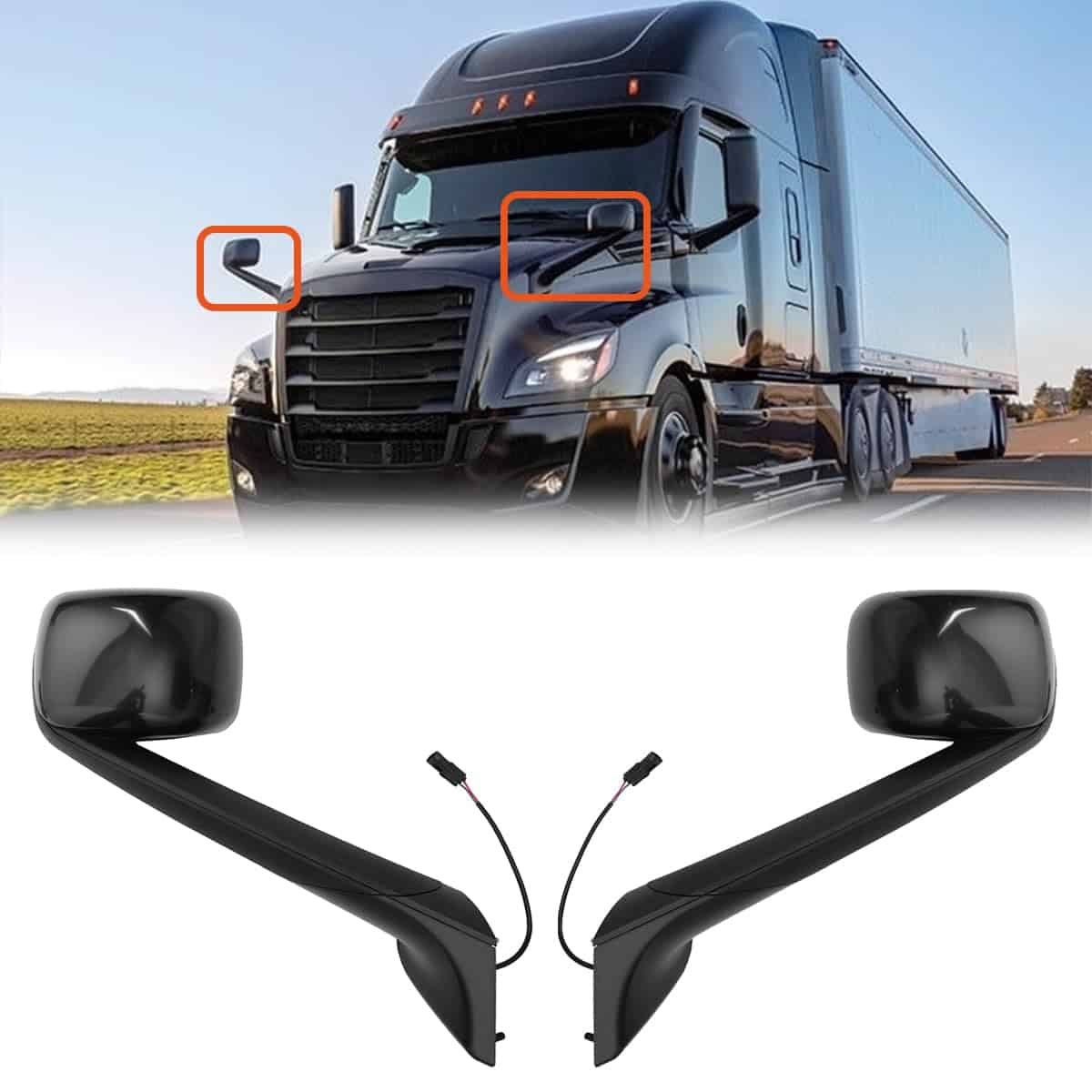 Par de espejos de capó calefaccionados negros WANLLY para - Imagen 7