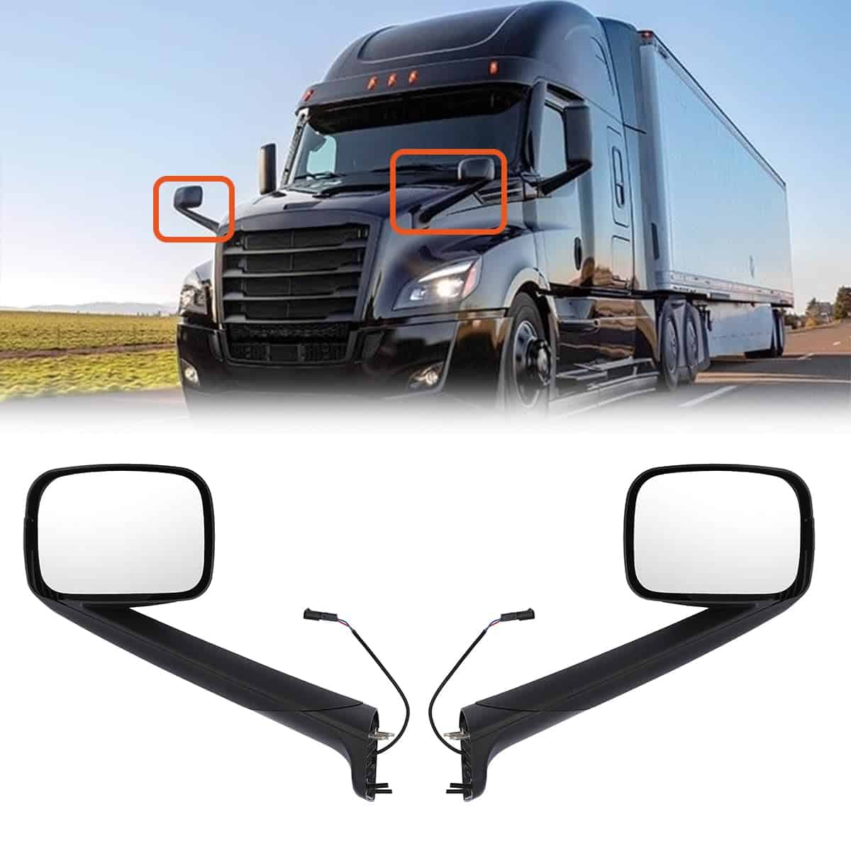 Par de espejos de capó calefaccionados negros WANLLY para - Imagen 8