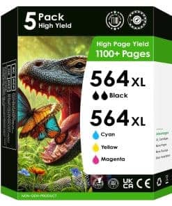 5-Pack Compatible Reemplazo para 564XL. Funciona con