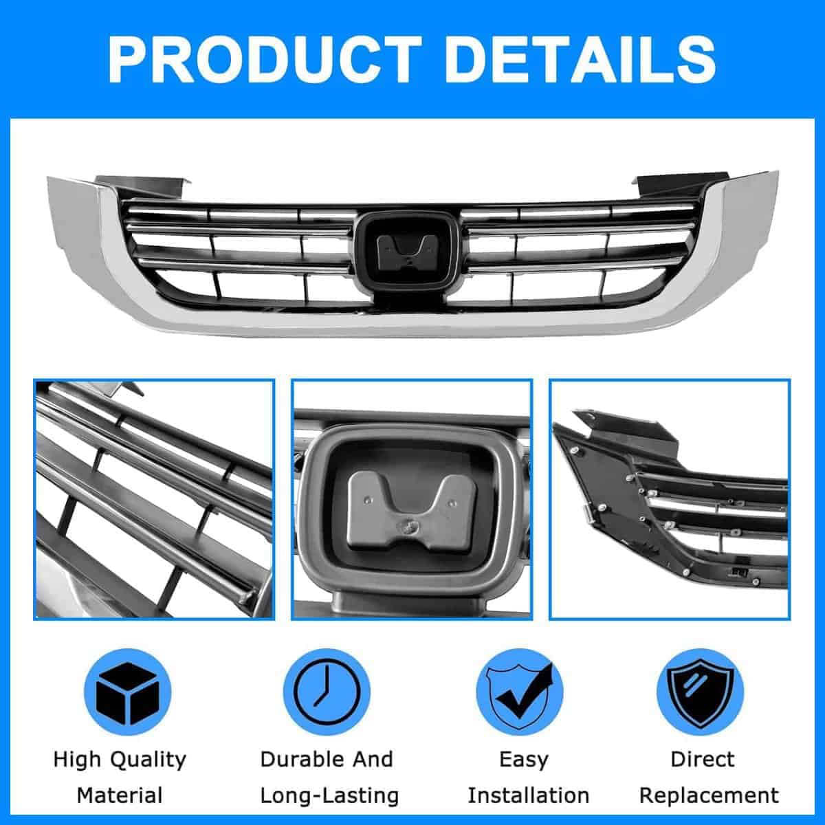Rejilla delantera cromada para parachoques delantero para - Imagen 4