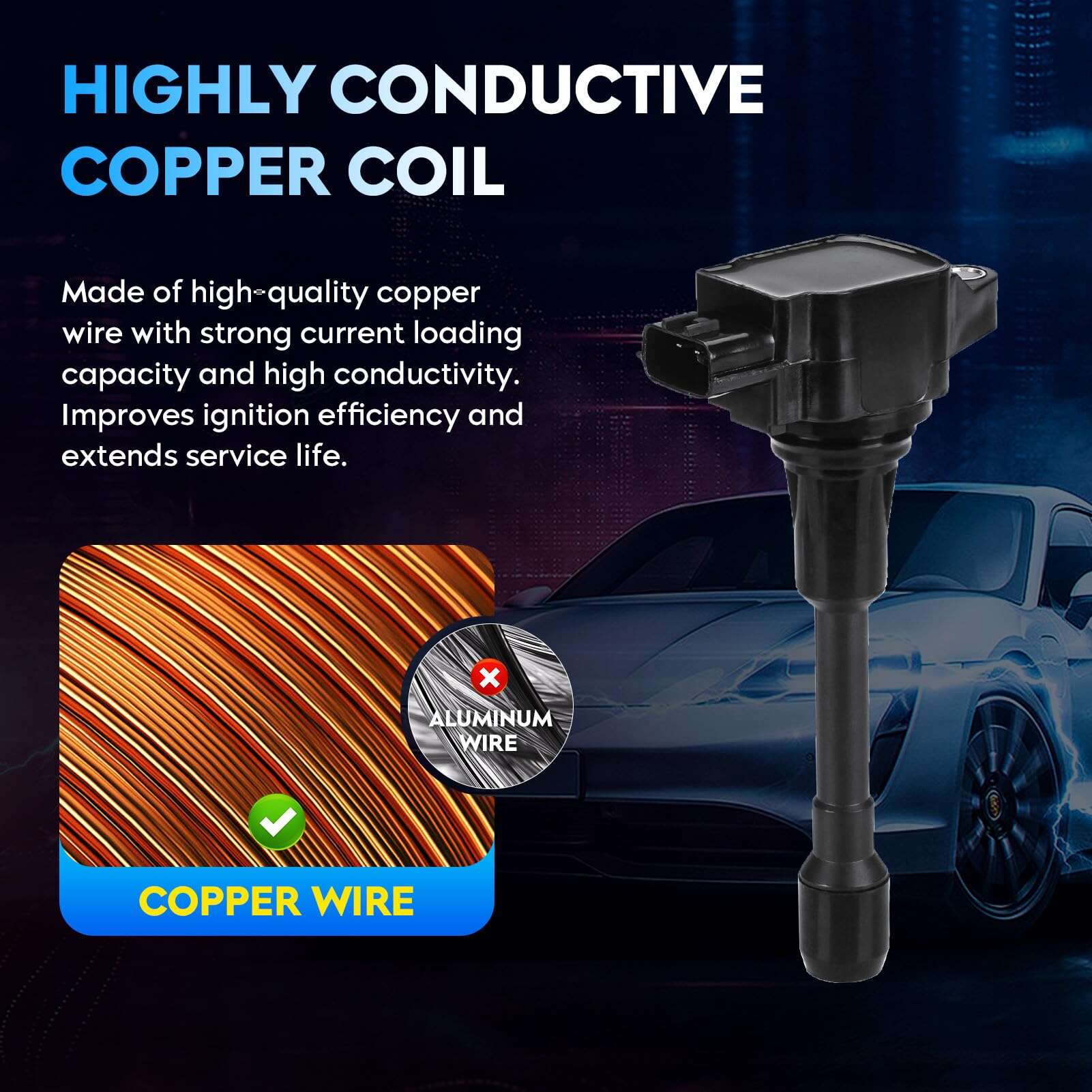 Paquete de 4 bobinas de encendido para Infiniti FX50 M56 - Imagen 4